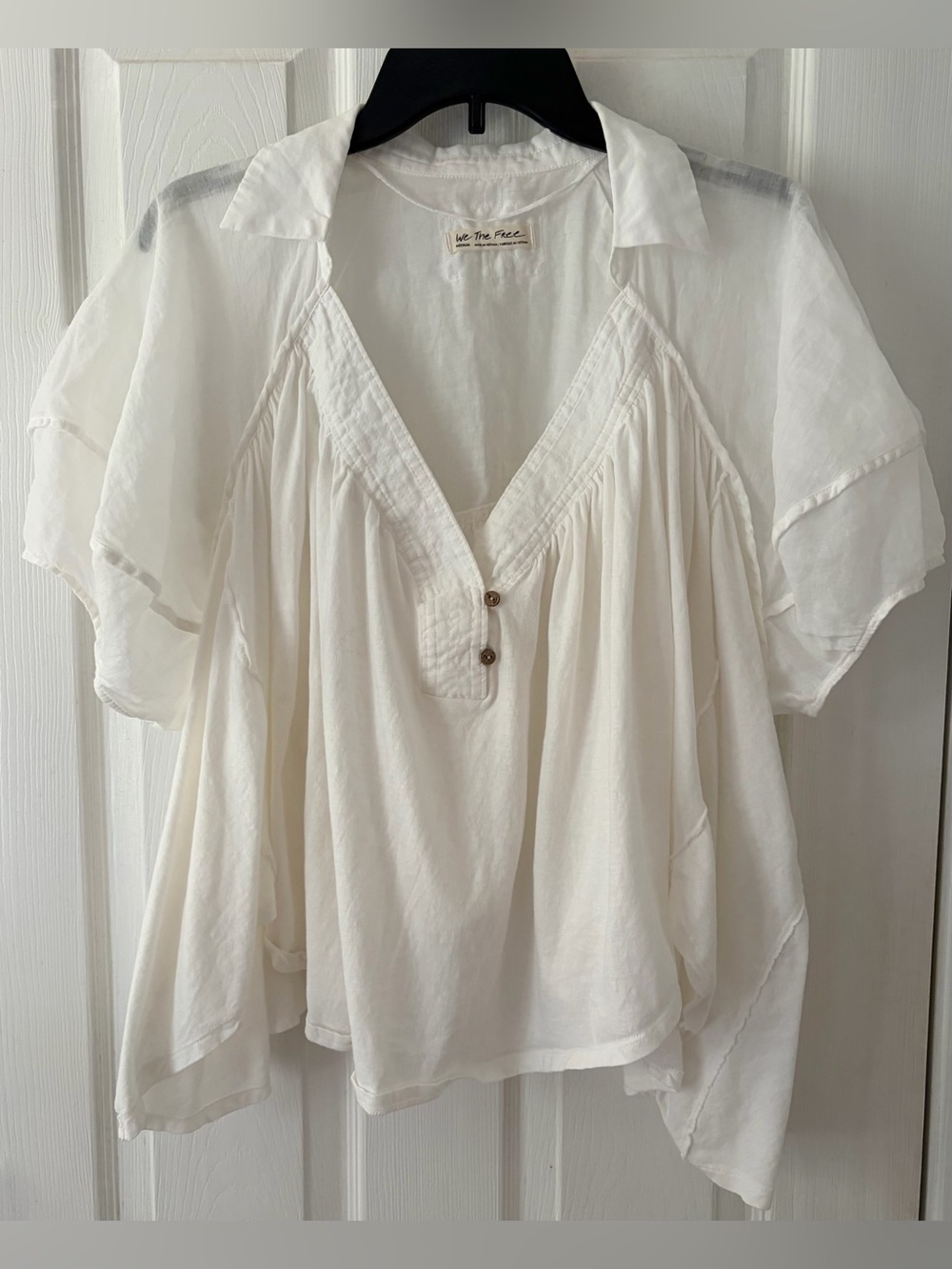 We The Free White V-Neck Peasant Tunic